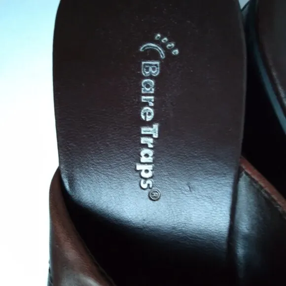 Baretraps'Triple'Brown/OxbloodLeather Driver Mules/Clogs  Braided Top Accent Sz9