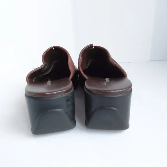 Baretraps'Triple'Brown/OxbloodLeather Driver Mules/Clogs  Braided Top Accent Sz9