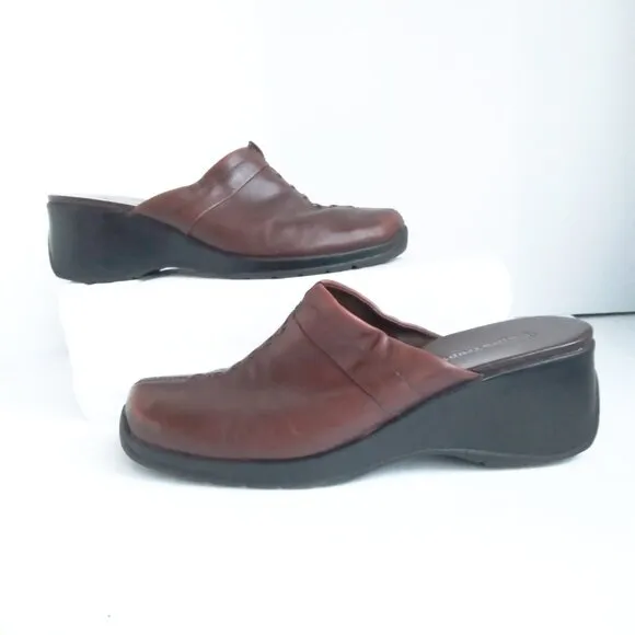 Baretraps'Triple'Brown/OxbloodLeather Driver Mules/Clogs  Braided Top Accent Sz9