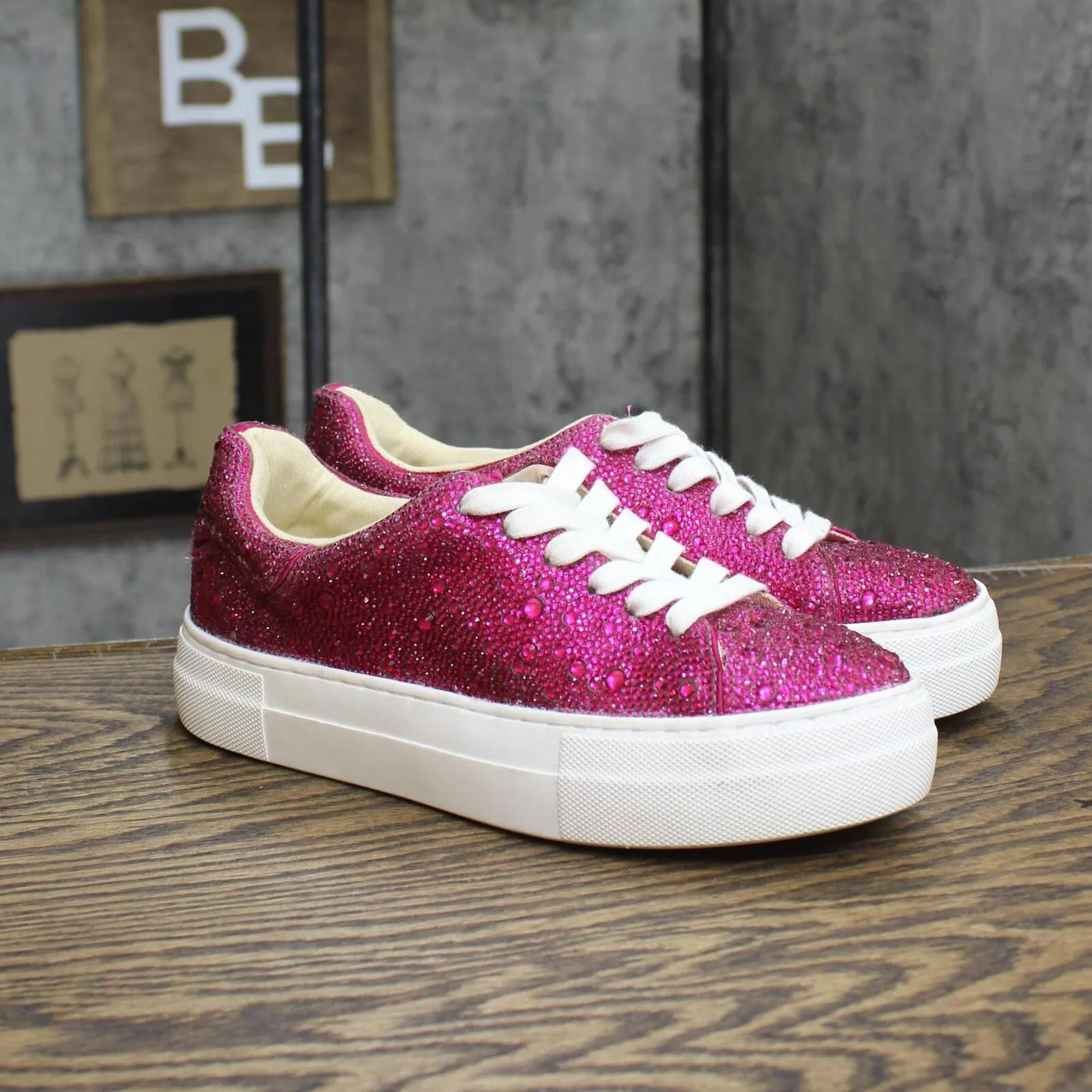Betsey Johnson Women's Sidny Sneakers Women's Shoes SB-SIDNY Fuschia Pink 6M