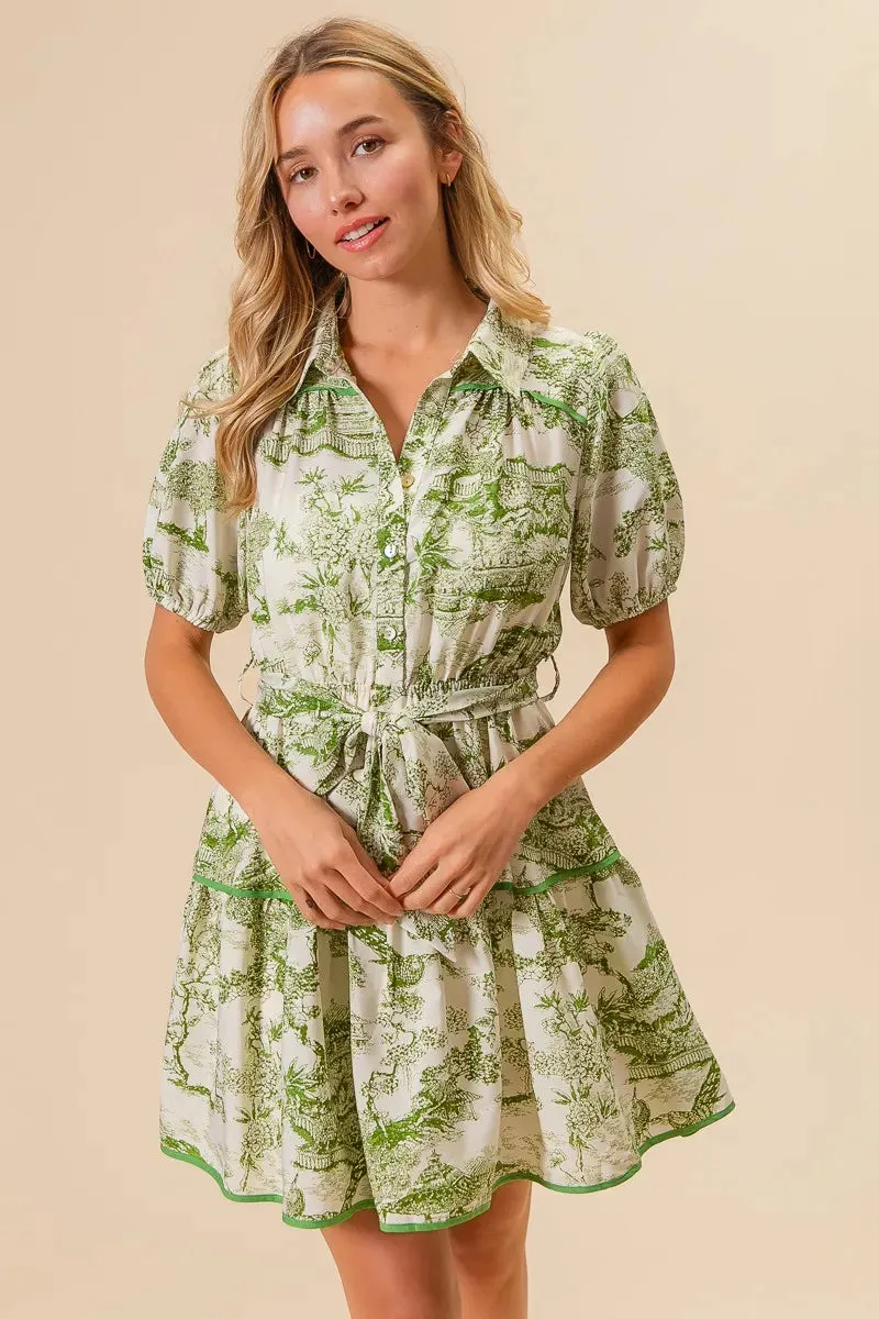 BiBi Woven Printed Tiered Dress
