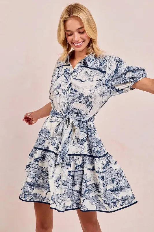 BiBi Woven Printed Tiered Dress