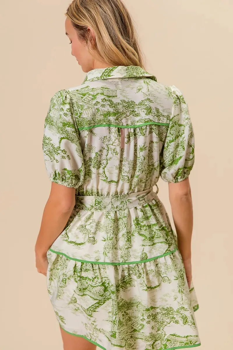 BiBi Woven Printed Tiered Dress