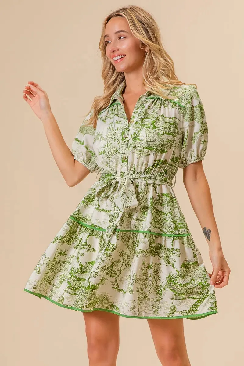 BiBi Woven Printed Tiered Dress