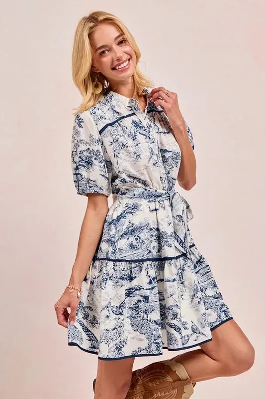 BiBi Woven Printed Tiered Dress