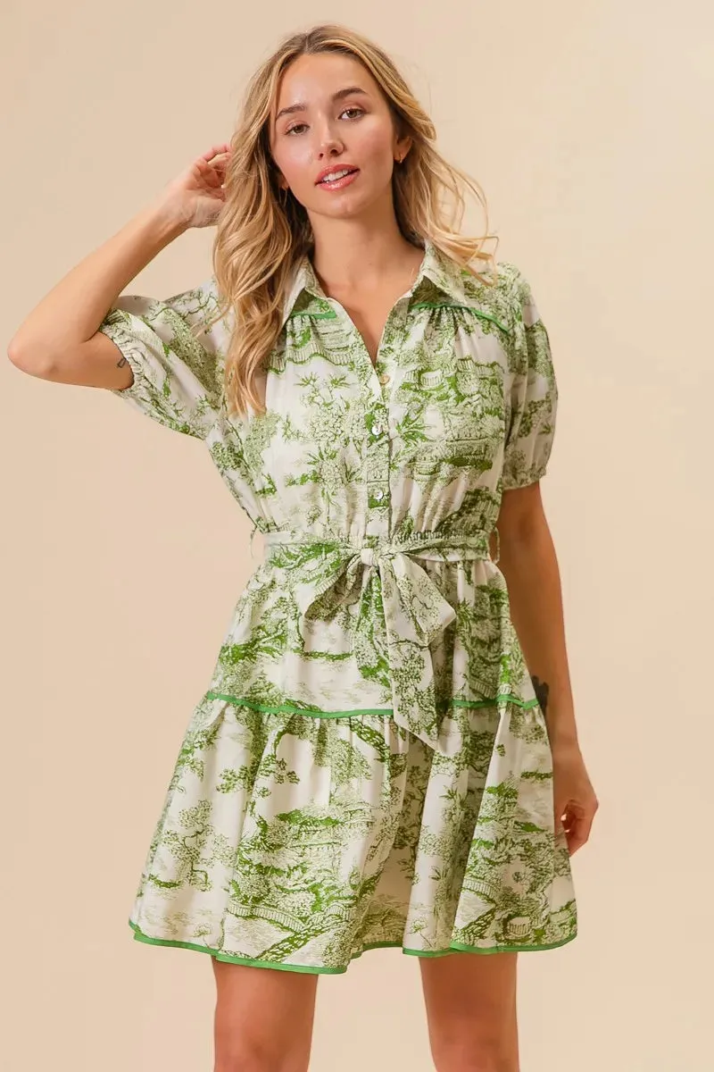 BiBi Woven Printed Tiered Dress