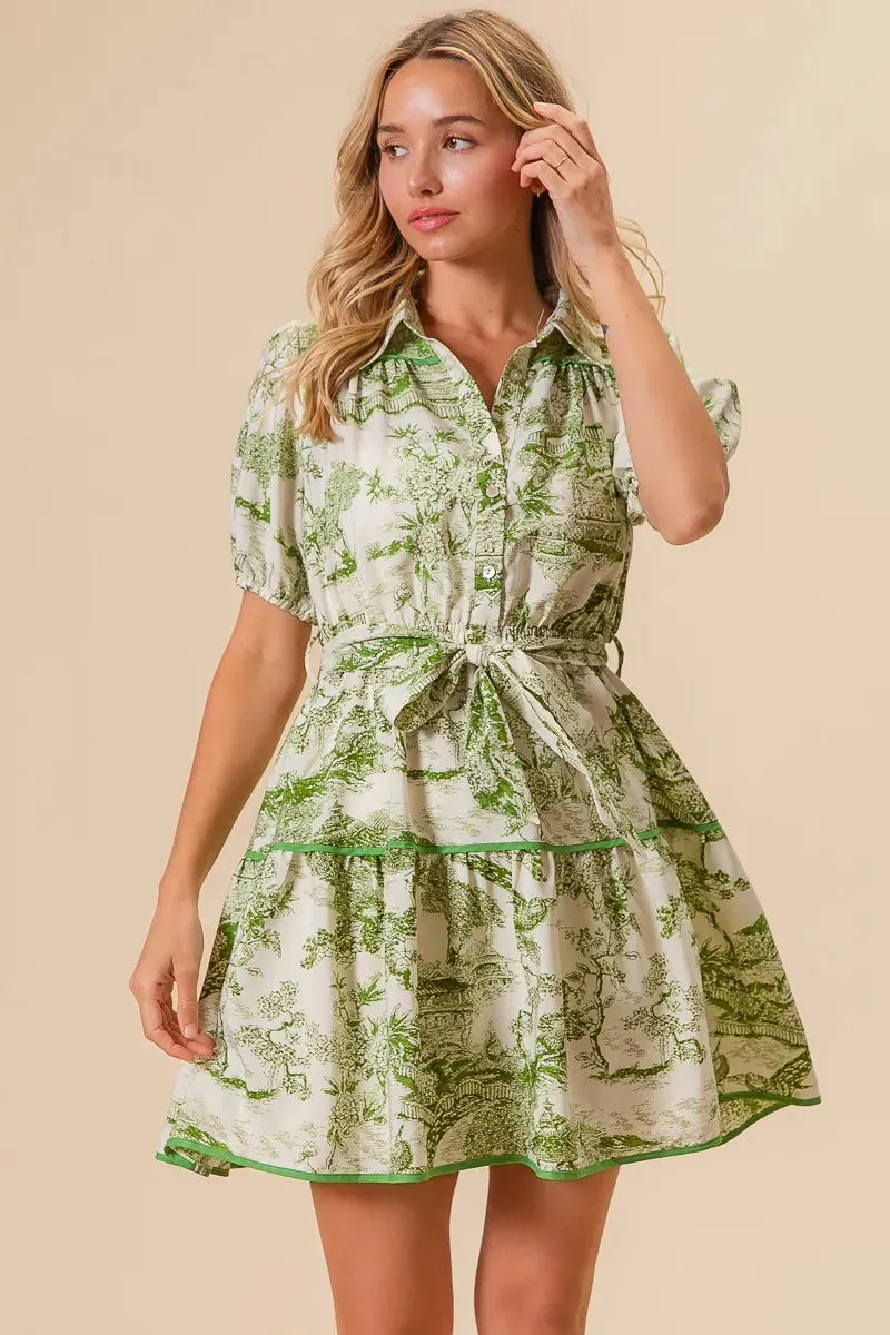 BiBi Woven Printed Tiered Dress