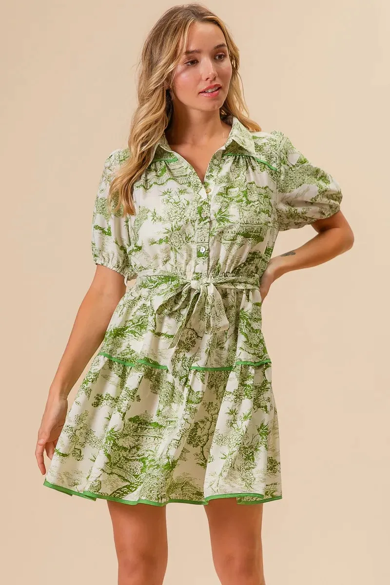 BiBi Woven Printed Tiered Dress