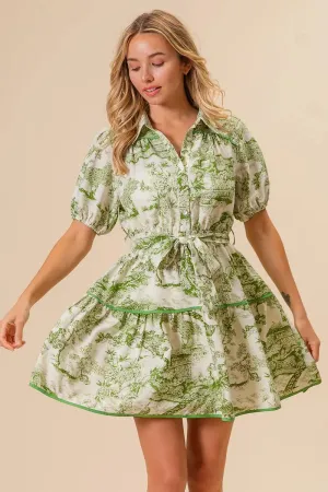 BiBi Woven Printed Tiered Dress