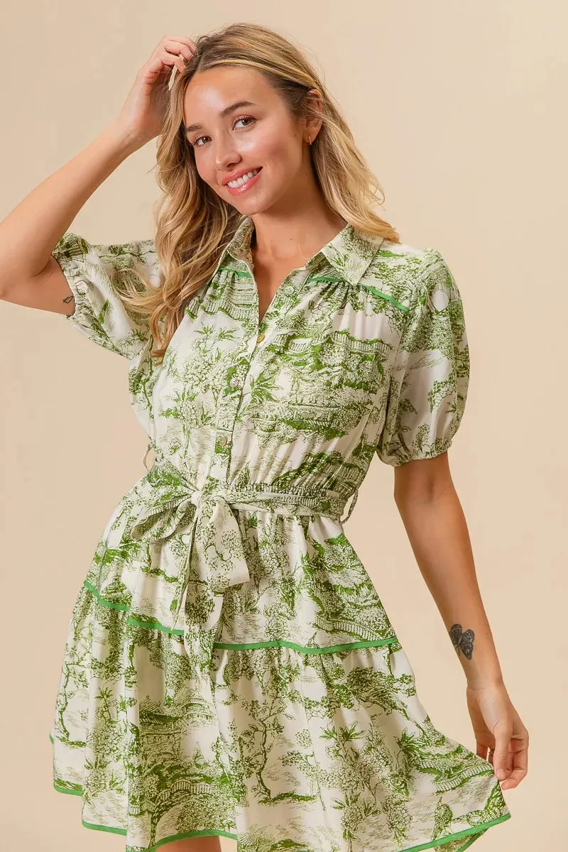 BiBi Woven Printed Tiered Dress