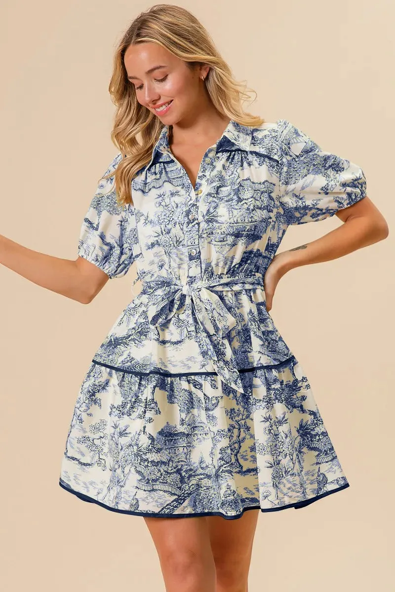 BiBi Woven Printed Tiered Dress
