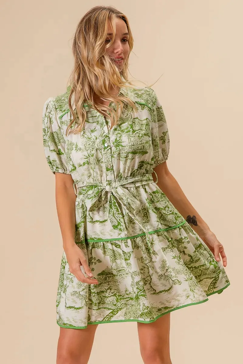 BiBi Woven Printed Tiered Dress