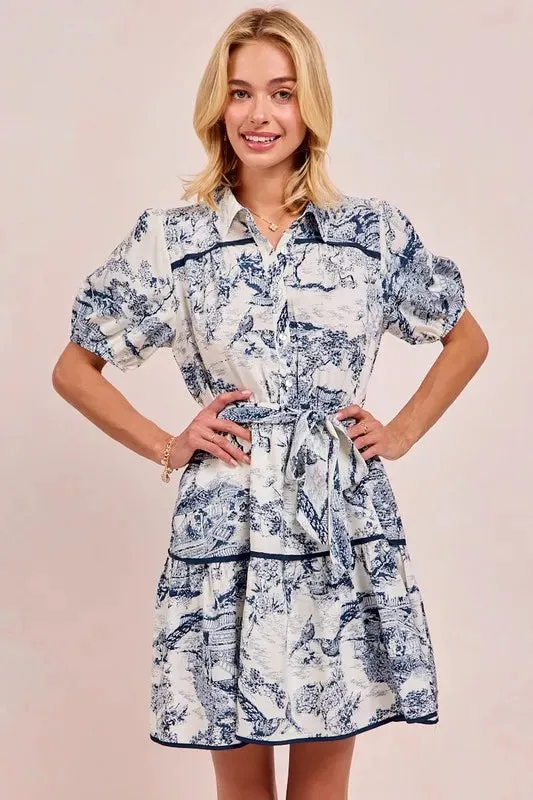 BiBi Woven Printed Tiered Dress