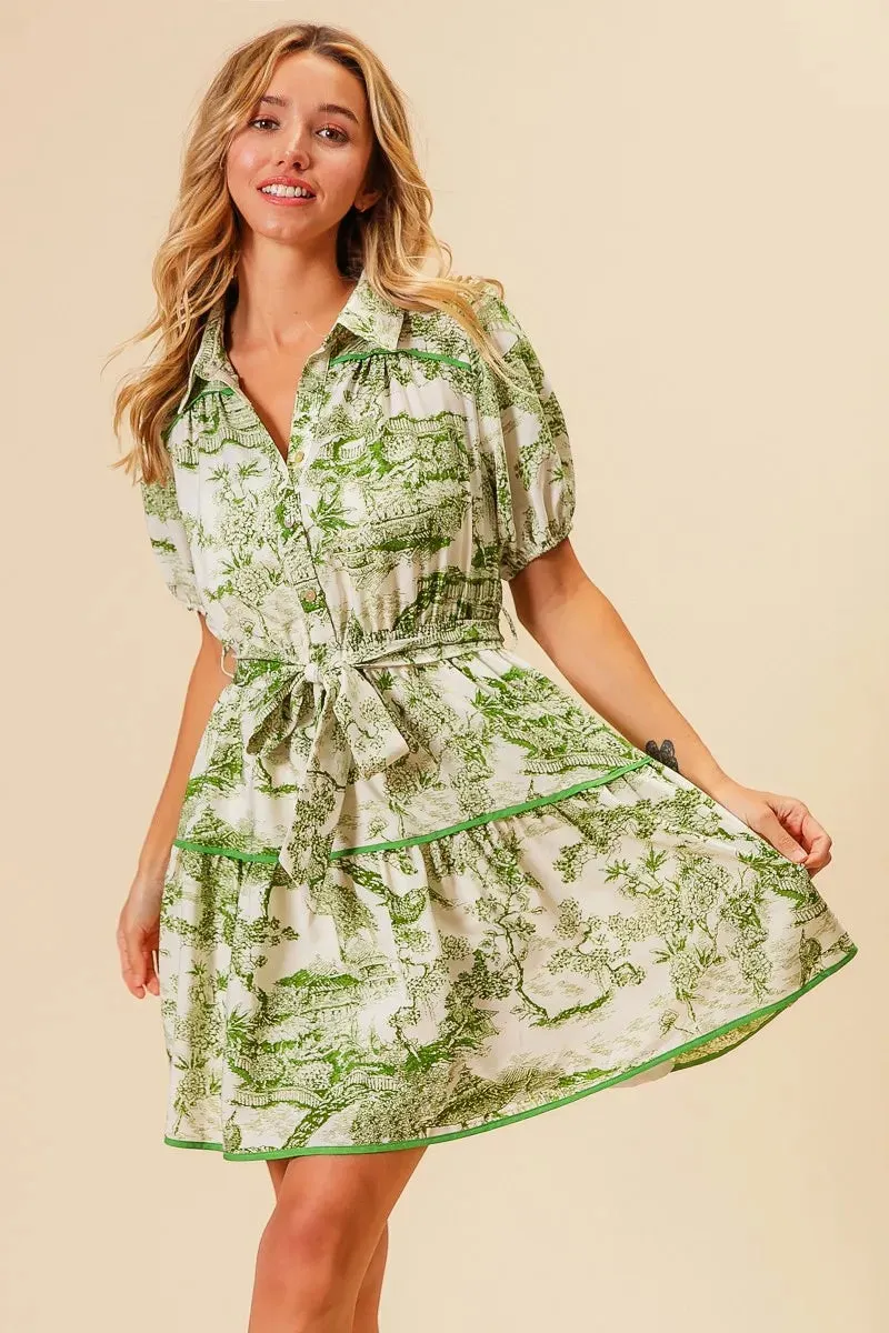 BiBi Woven Printed Tiered Dress