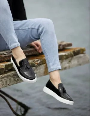 Black Patent Tassel Kilt Loafers