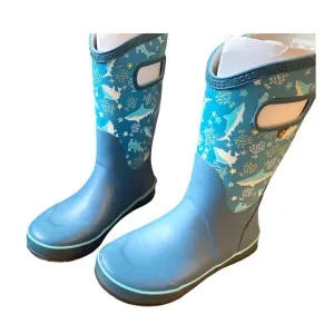 Bogs Rain Boots Shark Print Handles Youth Size 4 Waterproof NWB