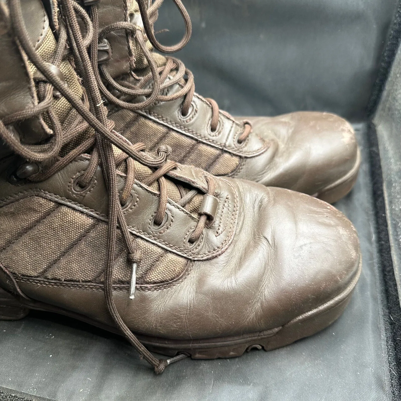 British Army Brown Leather High Top Combat Boots - Size EU 46 - UK 11M
