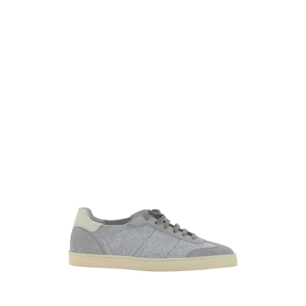 Brunello Cucinelli Men Gray Sneakers Suede Leather Athletic Trainer Shoes EUR 40
