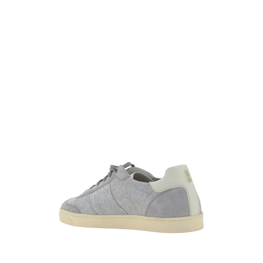 Brunello Cucinelli Men Gray Sneakers Suede Leather Athletic Trainer Shoes EUR 40