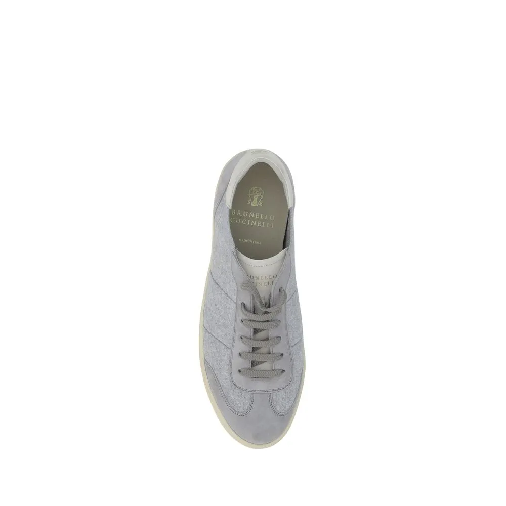 Brunello Cucinelli Men Gray Sneakers Suede Leather Athletic Trainer Shoes EUR 40