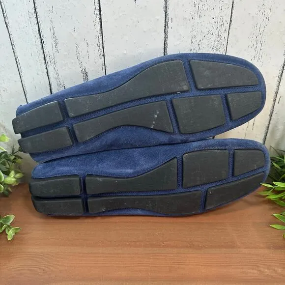 Bruno Magli Neo Men's Blue Suede Slip On Moccasin Loafers Shoes Size 10.5