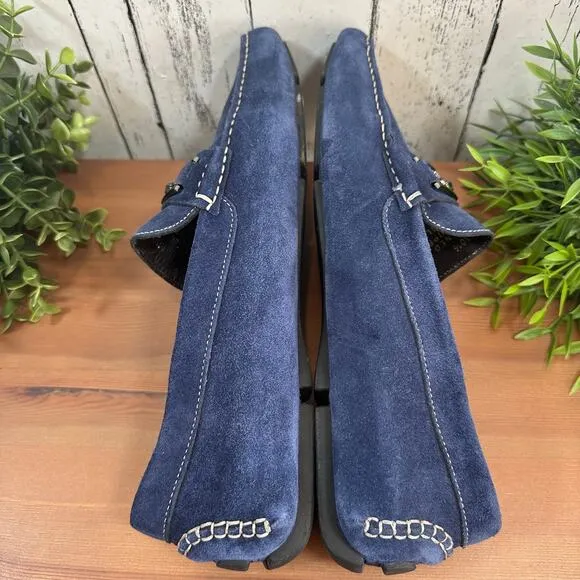 Bruno Magli Neo Men's Blue Suede Slip On Moccasin Loafers Shoes Size 10.5