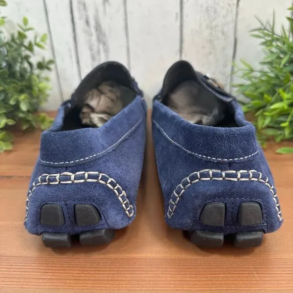 Bruno Magli Neo Men's Blue Suede Slip On Moccasin Loafers Shoes Size 10.5