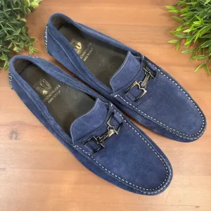 Bruno Magli Neo Men's Blue Suede Slip On Moccasin Loafers Shoes Size 10.5