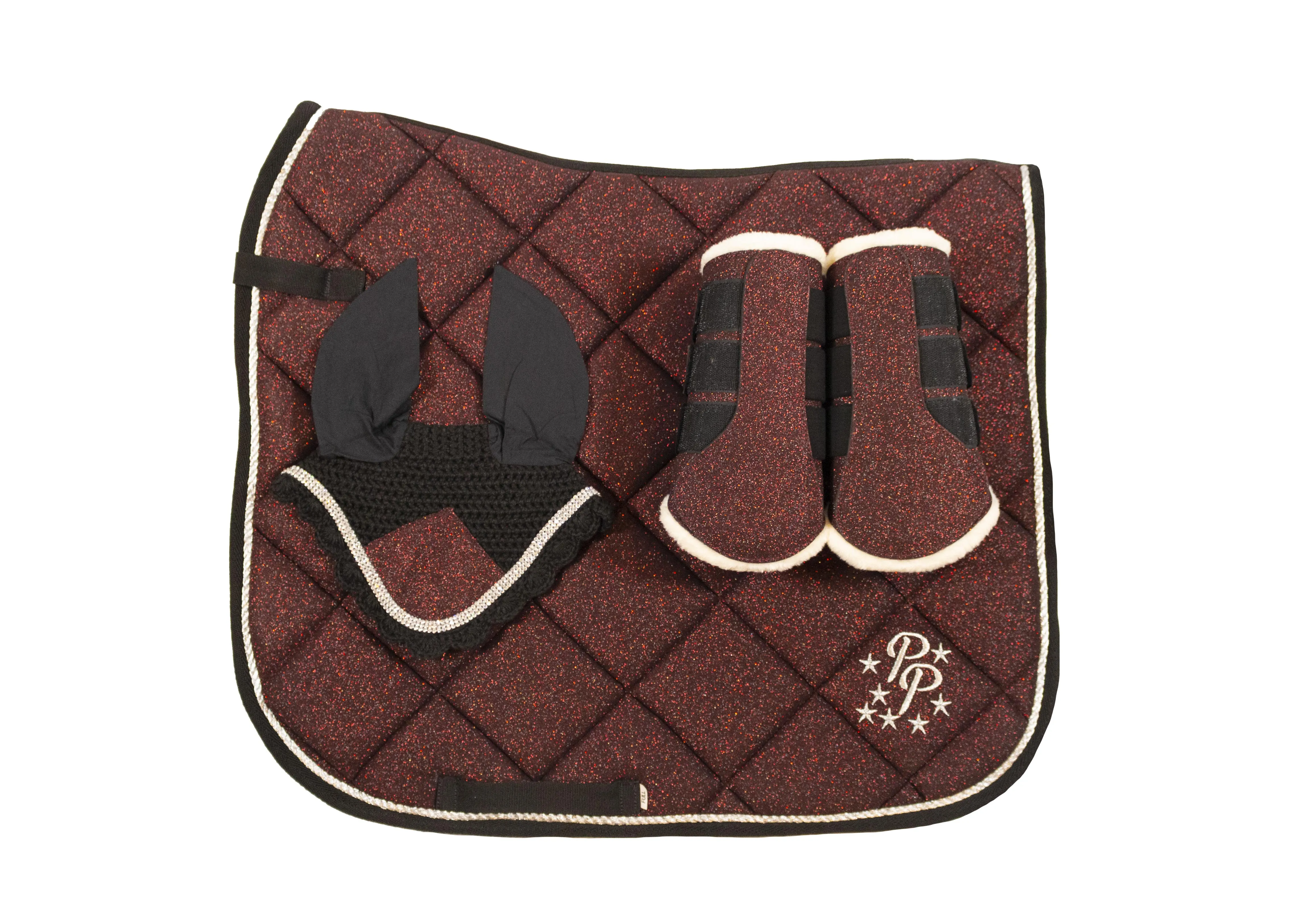 Burgundy Glitter Dressage Set