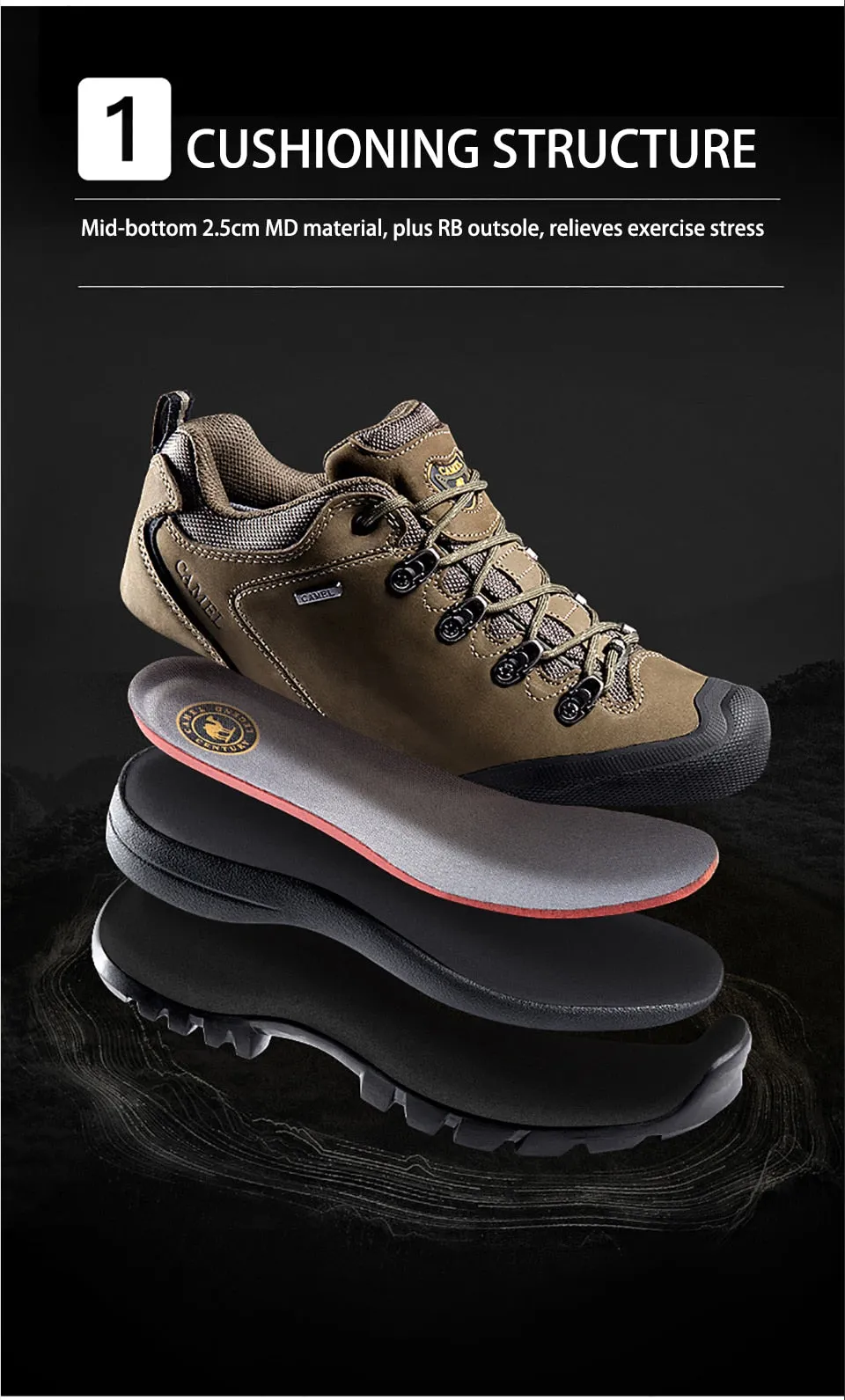 CAMEL Hommes Femmes Randonnée En Plein Air Chaussures En Cuir Antidérapant Respirant Escalade Trekking Randonnée Sneakers
