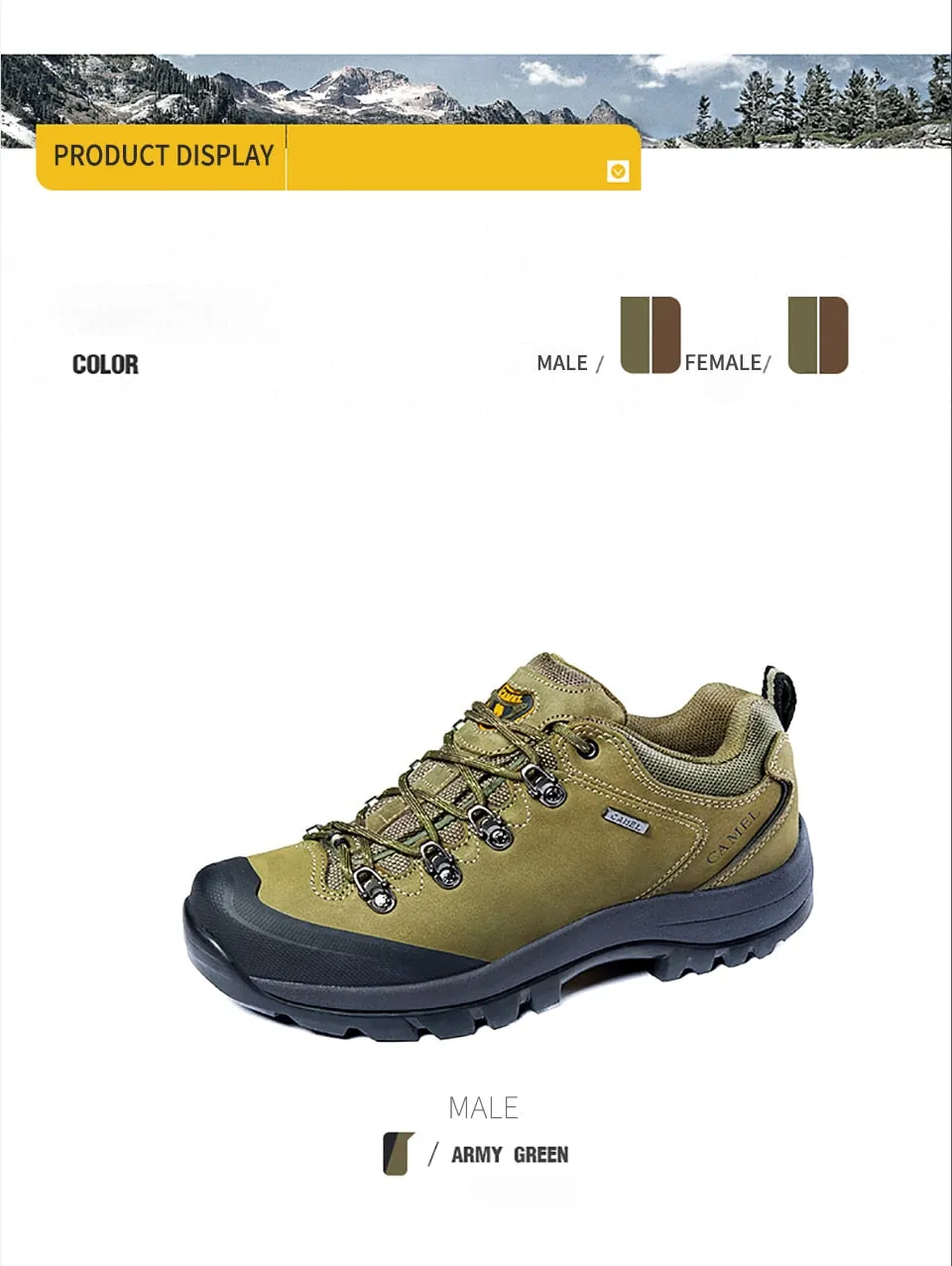 CAMEL Hommes Femmes Randonnée En Plein Air Chaussures En Cuir Antidérapant Respirant Escalade Trekking Randonnée Sneakers
