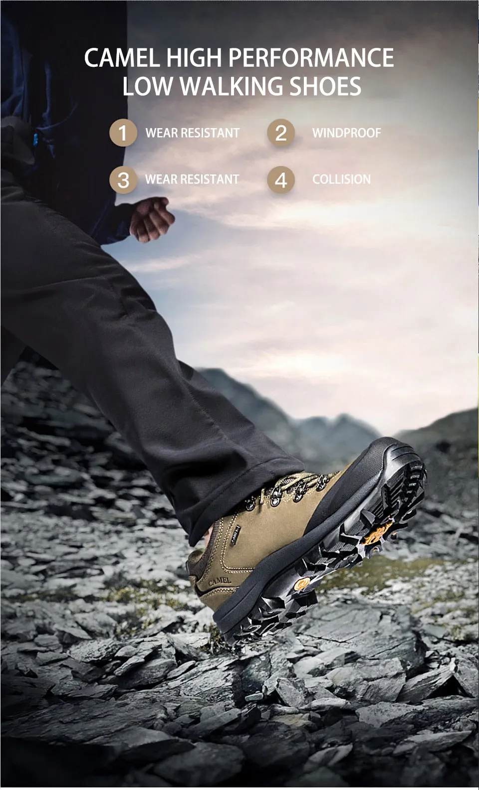 CAMEL Hommes Femmes Randonnée En Plein Air Chaussures En Cuir Antidérapant Respirant Escalade Trekking Randonnée Sneakers