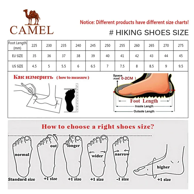 CAMEL Hommes Femmes Randonnée En Plein Air Chaussures En Cuir Antidérapant Respirant Escalade Trekking Randonnée Sneakers
