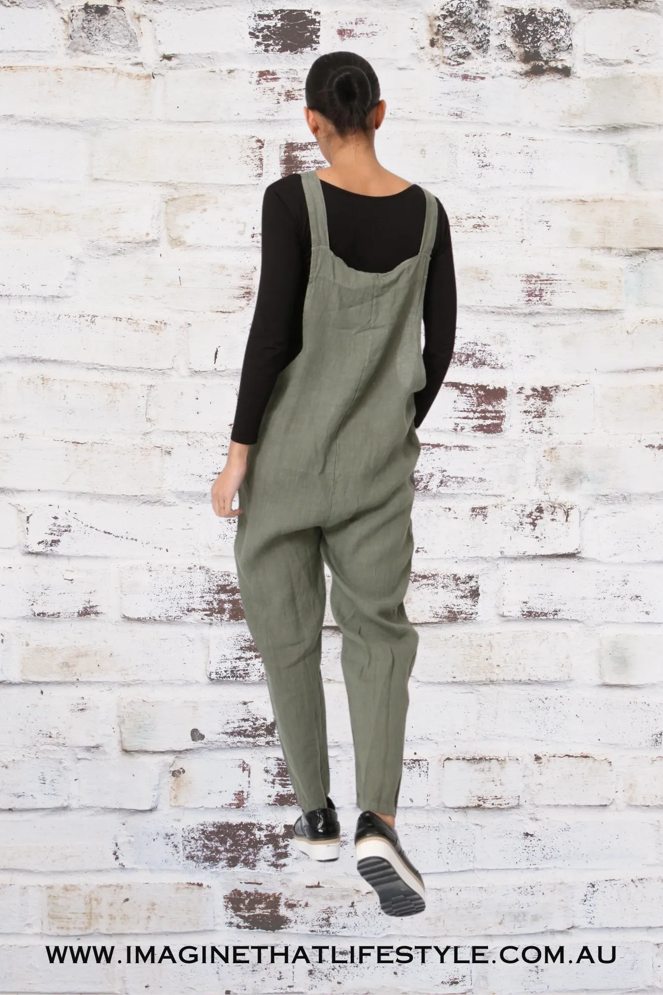 'Cara' Linen Jumpsuit - Khaki
