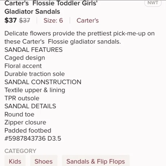 Carter's Flossie Girls' Gladiator Sandals