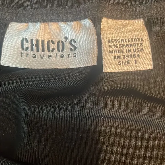 Chicos travelers maxi skirt black knit stretch elastic waist women’s size 1 M 8