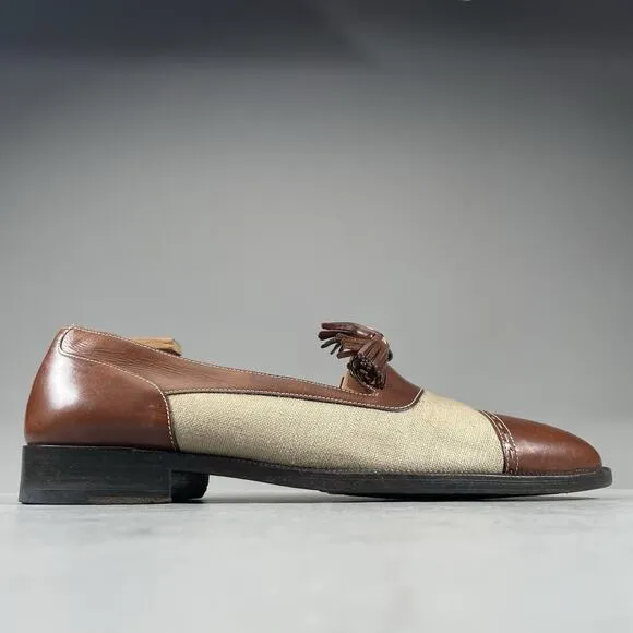 Cole Haan Bragano Men’s 11.5 M Brown Leather Spectator Tassel Loafers Dress Shoe