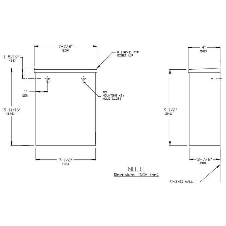 Commercial Restroom Sanitary Napkin Disposal, Surface-Mounted, Stainless Steel ASI 0852