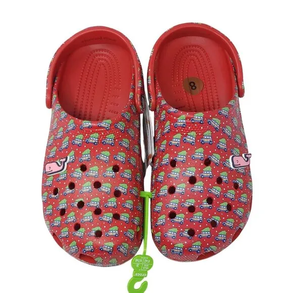Crocs Classic Clogs Men 9 Women 11 Slip On Holiday Vineyard Vines Christmas Tree