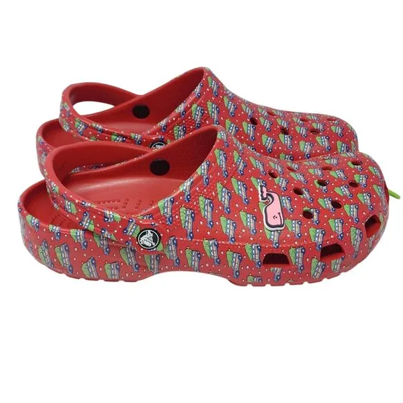 Crocs Classic Clogs Men 9 Women 11 Slip On Holiday Vineyard Vines Christmas Tree