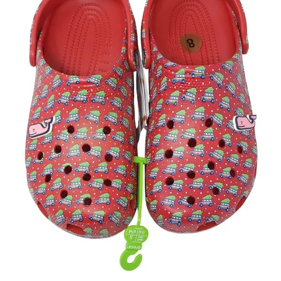 Crocs Classic Clogs Men 9 Women 11 Slip On Holiday Vineyard Vines Christmas Tree