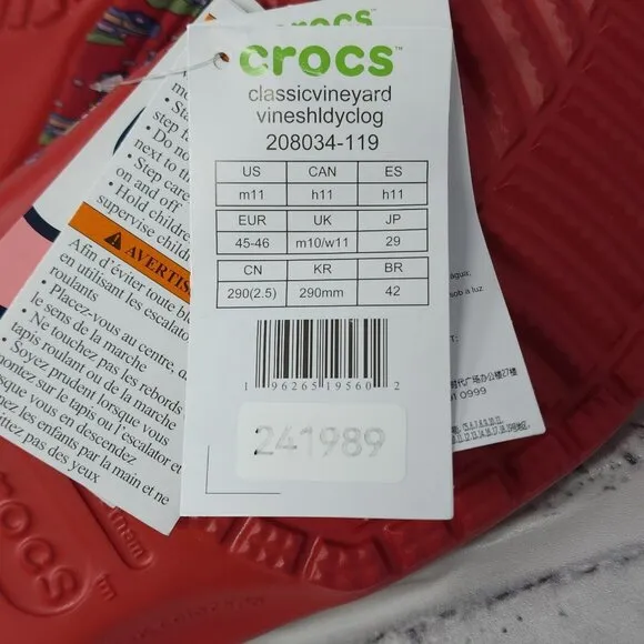 Crocs Classic Clogs Sz 11 Slip On Holiday Vineyard Vines Christmas Trees Jibbitz