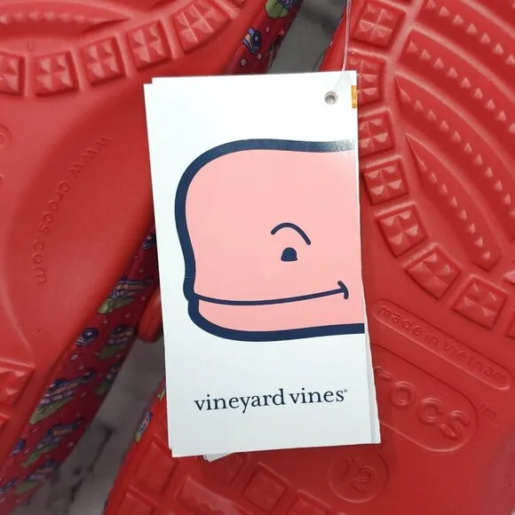 Crocs Classic Clogs Sz 12 Slip On Holiday Vineyard Vines Christmas Trees Jibbitz