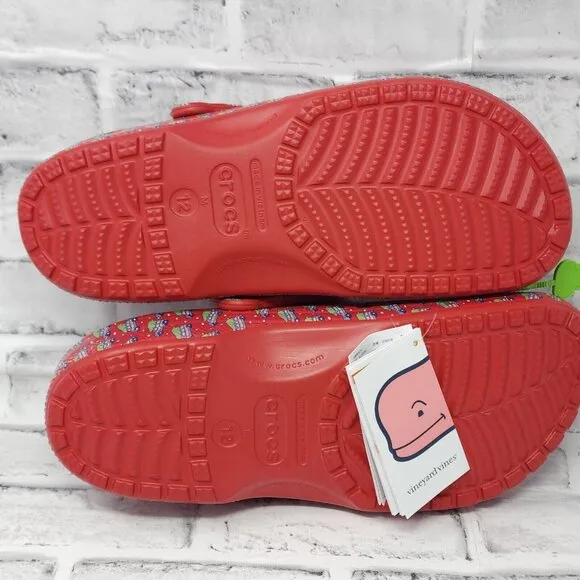 Crocs Classic Clogs Sz 12 Slip On Holiday Vineyard Vines Christmas Trees Jibbitz