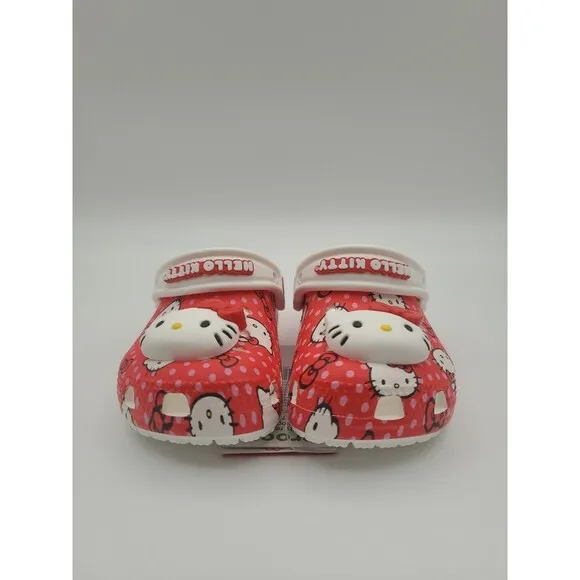 Crocs X Sanrio Hello Kitty Red Kid's Size C6 Classic Clog Slip On 210577-90H New