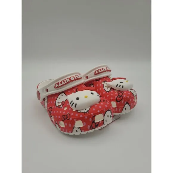 Crocs X Sanrio Hello Kitty Red Kid's Size C6 Classic Clog Slip On 210577-90H New