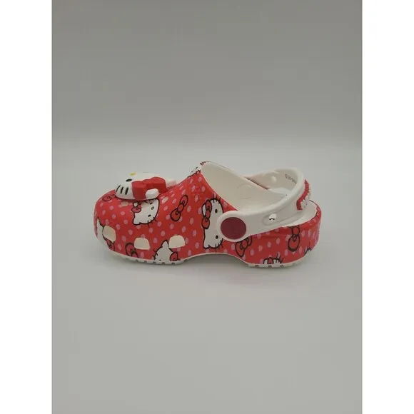 Crocs X Sanrio Hello Kitty Red Kid's Size C6 Classic Clog Slip On 210577-90H New