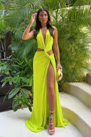 Cut-Out Maxi Dress | Stretch Blend | High Slit & Twist Front