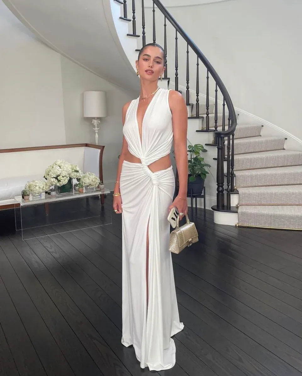 Cut-Out Maxi Dress | Stretch Blend | High Slit & Twist Front