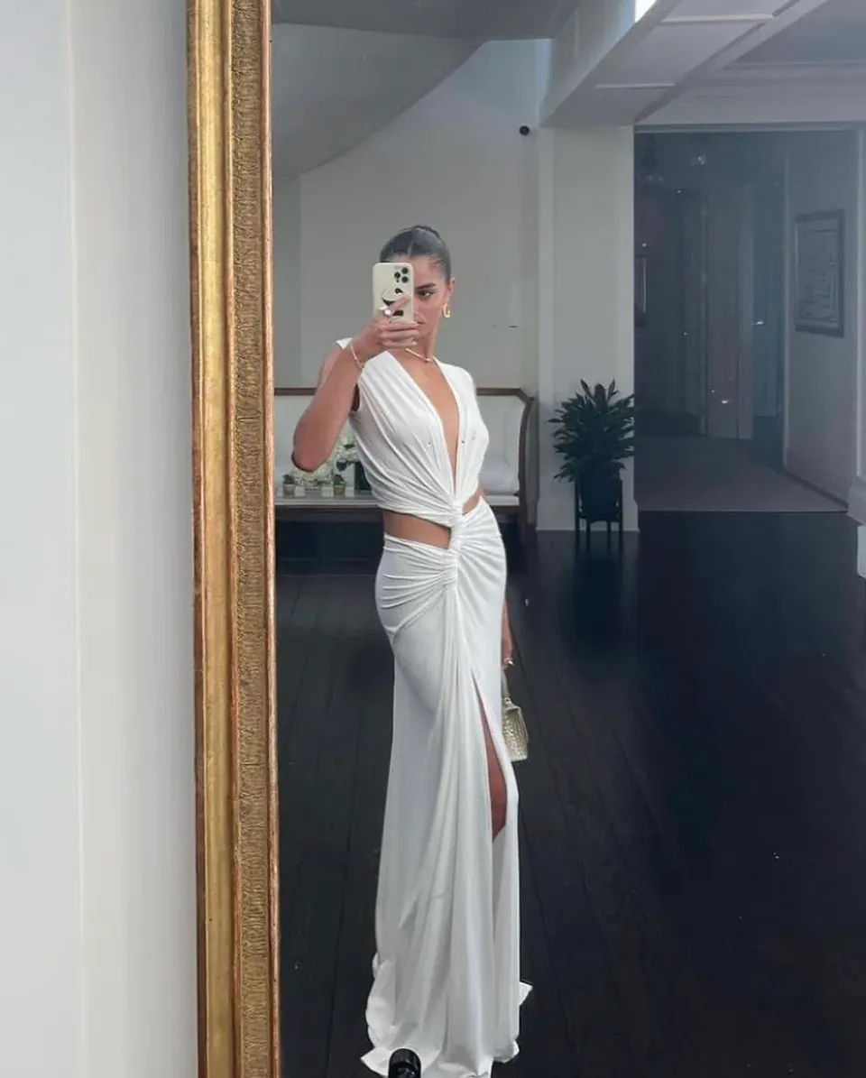 Cut-Out Maxi Dress | Stretch Blend | High Slit & Twist Front